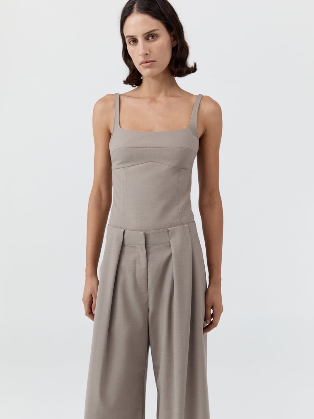 St. Agni Tailored Bustier Top - Mousse